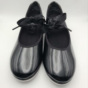 Capezio Women's Black Patent Look Tele Tone Tap Dancing Shoes, Size 7.5